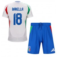 Maglia Calcio Italia Nicolo Barella #18 Seconda Divisa Bambino Europei 2024 Manica Corta (+ pantaloncini)